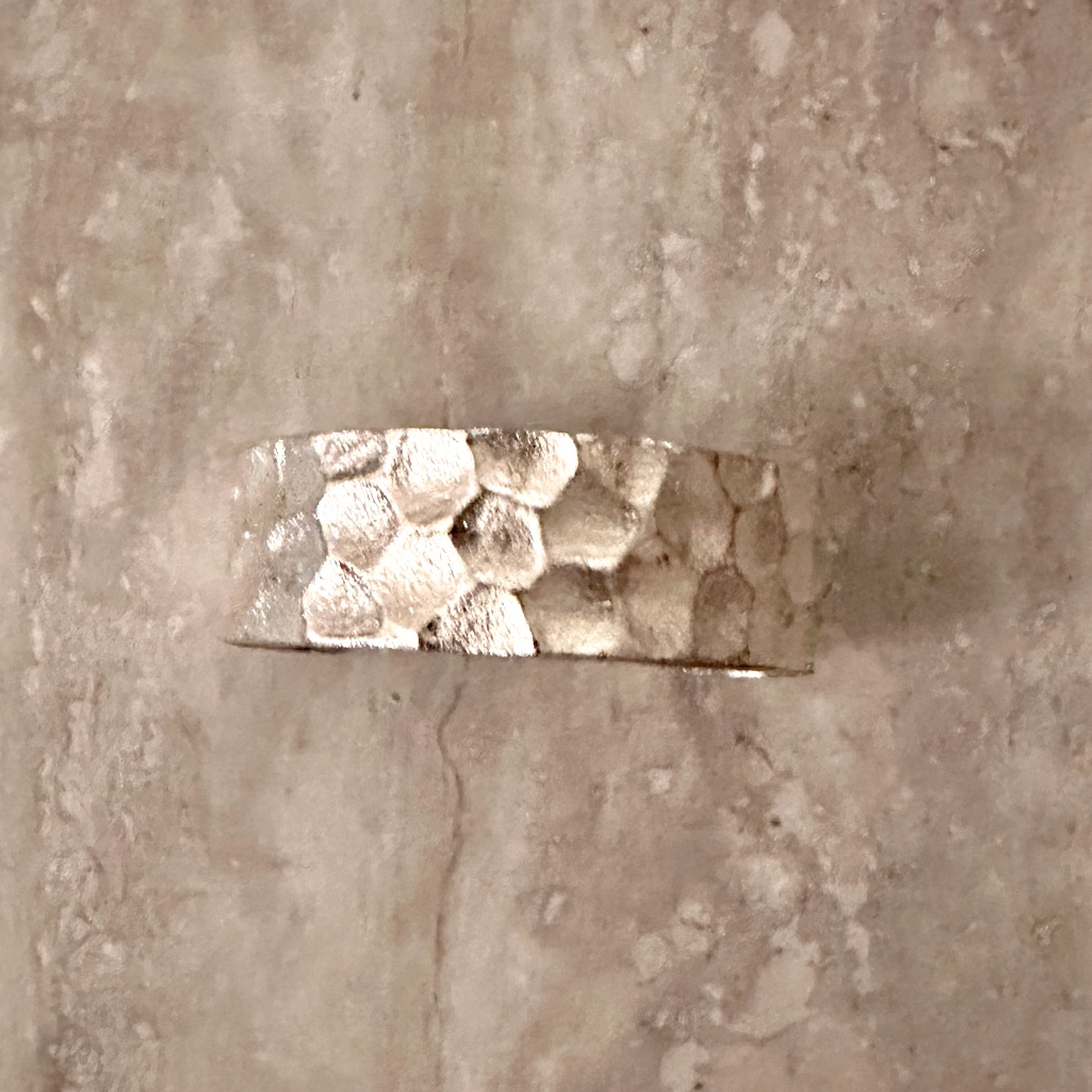 Rustic Cuff. Hammered Silver. Adjustable.